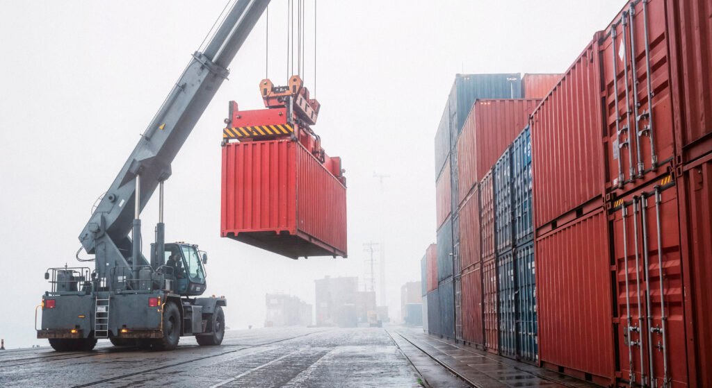 International business team reviewing global trade strategy